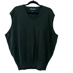 Polo Golf Ralph Lauren Vintage Green Cotton Sweater Vest XL